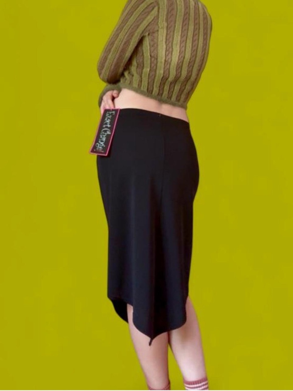 Vintage Stretchy Black Midi Skirt